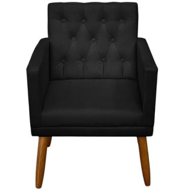 Imagem de Poltrona para Sala de estar Resistente Decorativa confortável tecido veludo confortável pés de madeira reforçado MOBLAN decor (PRETO)