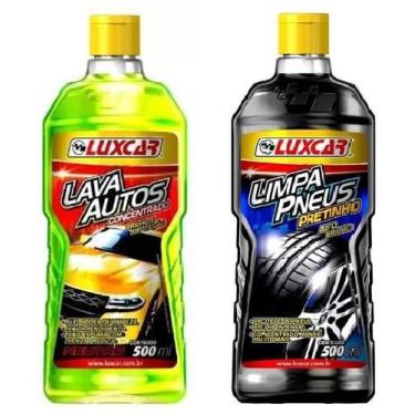 Imagem de Shampoo Concentrado + Limpa Pneus Pretinho Luxcar 500 Ml.