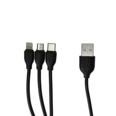 Imagem de Cabo Carregador Usb Turbo 3 Em 1 V8 Usb C Lightning 3 Metros - Comp