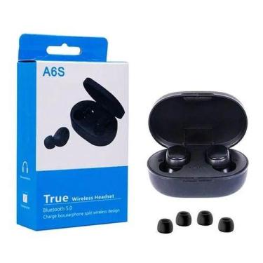 Imagem de Fone de Ouvido Bluetooth In-Ear Sem Fio A6S Preto Android IOS - Genéri