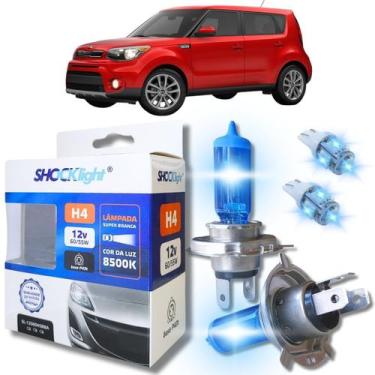 Imagem de Kit par lâmpadas super branca conector h4 8500k shocklight + par leds 