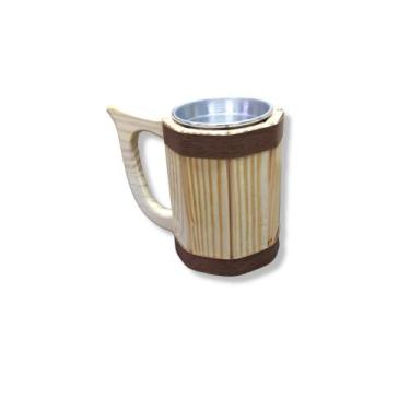 Imagem de Caneca Barril De Madeira Viking Grande 600ml Chopp Cerveja Rustica - D