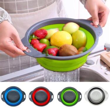Imagem de Escorredor De Alimentos Em Silicone Retrátil Cozinha 18cm - TOP ÚTIL, 