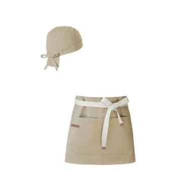Imagem de Avental de Cintura Bege e Bandana Algodao Cozinha Bar Vegano - CASACHA