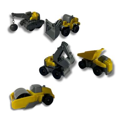 Imagem de Kit 5 Carrinhos de Construção Retroescavadeira, Demolidor, Caçamba, Rolo Compressor e Trator