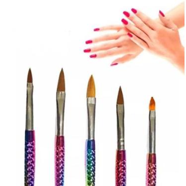 Imagem de Kit 5 Pincel Sereia P/ Nailart Decoracao Unhas Gel Fibra Porcelana - I