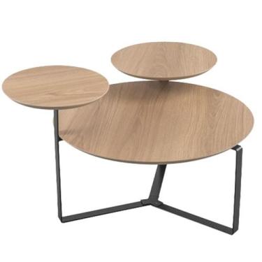 Imagem de Mesa Centro 03 Tampos Chanfrada Pe Metal Preto Hanover Artesano - Arte