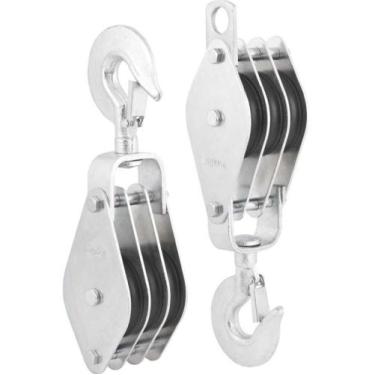 Imagem de Moitão cadernal 1200kg 3 roldanas 80x16mm com 2 peças - Vonder