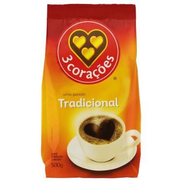 Imagem de Café Torrado e Moído 3 Corações Tradicional Pacote 500g