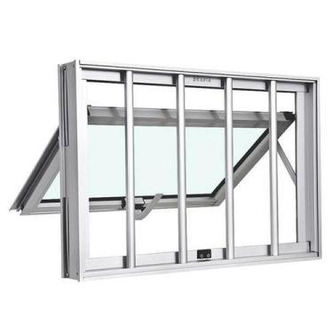 Imagem de Janela Maxiar Banheiro Grade Esquadria Brasil 50X50 Aluminio - Esquadr