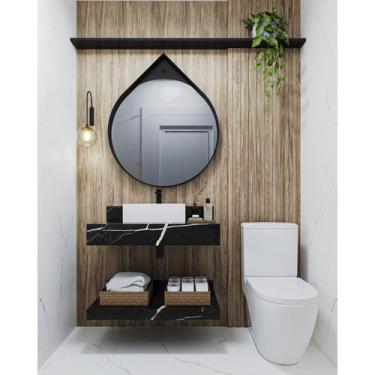 Imagem de Prateleira em Porcelanato para Banheiro 80cm PRETO - Darabas Agardi