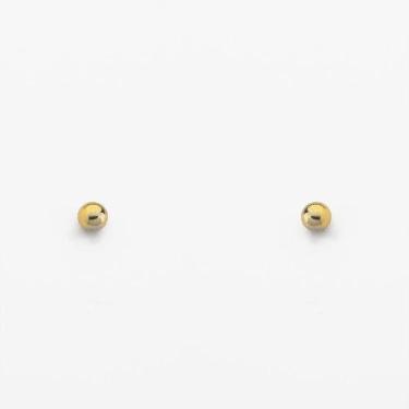 Imagem de Par de Brincos Bola Dourada Banhado Ouro 18K - Atraktiva Jóias, 4mm