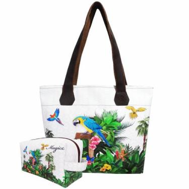 Imagem de Bolsa Feminina e Necessaire Araras Magicc Bolsas