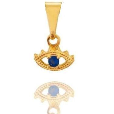 Imagem de Pingente Olho Grego Zircônia Azul Folheada a Ouro 18k Semijoia + Caixa