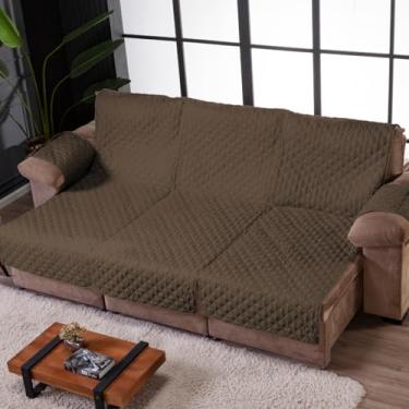 Imagem de PROTETOR PARA SOFÁ RETRÁTIL E RECLINÁVEL DE 3 LUGARES DE 1 METRO CADA 3m x 2,40m COM BOLSO LATERAL (Tabaco)