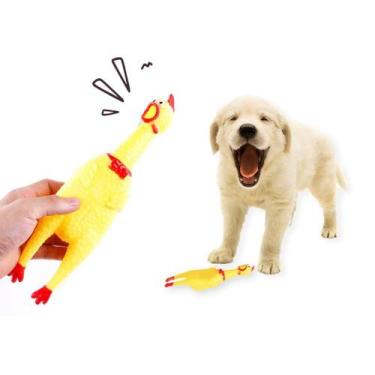 Imagem de Mordedor Galinha Brinquedo P/ Pet Dogs Caninos Filhotes 16cm - Elite