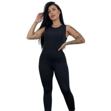 Imagem de macacão longo feminino suplex academia TB moda fitness, Preto, G