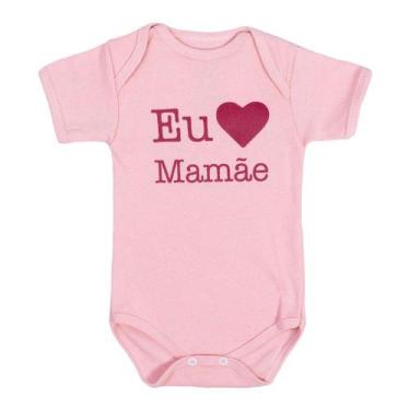 Imagem de Body curto rosê estampa eu amo mãe para bebê - Era Uma Vez, 9-12M