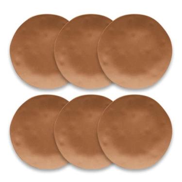 Imagem de TarHong Prato de jantar de terracota fosco, 26,7 x 2,3 cm, Planta (material de melamina à base de plantas maioritárias), à prova de estilhaçamento, interior/exterior, conjunto de 6