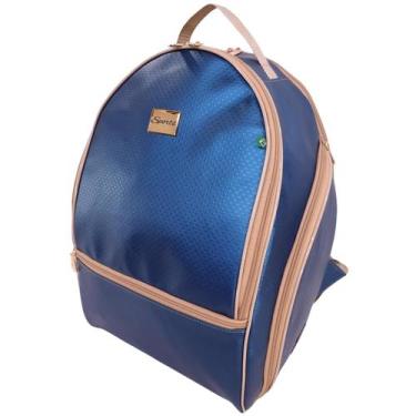 Imagem de Mochila Esportiva Raqueteira Beach Tennis - Miellu Bolsas, Azul, Bege