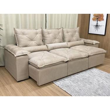 Imagem de Sofá 4 e 5 Lugares Retrátil e Reclinável 2,90m Alpoim Estofados Bege A