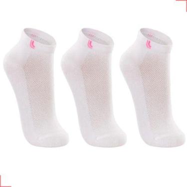 Imagem de Kit 3 Pares Meias Feminina Lupo Sport Cano Curto 03226-089, Branco, P