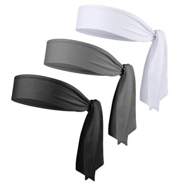 Imagem de Faixa de cabeça com laços de cabeça, 3 peças, ajustável, ninja, faixa de transpiração esportiva, karatê, com absorção de suor, para treino de basquete, corrida, tênis, atletismo, para homens e