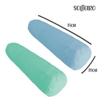 Imagem de Kit 02 Capas para Rolo de Cabeceira Solteiro 85x20cm Azul e Verde Arru