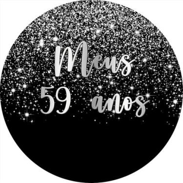 Imagem de Painel De Festa Redondo 1,50x1,50 - Efeito Glitter Prata Caindo Meus 5
