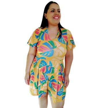 Imagem de Macaquinho Feminino Plus Size Jardineira Lançamento Luxo - linamodaplu