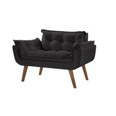 Imagem de Poltrona Namoradeira Opalla Preta em Fibra Siliconada Sued Pés Palito 