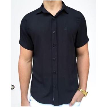 Imagem de Camisa Social Masculina Manga Curta Camisa De Linho - Execução Jeans, 