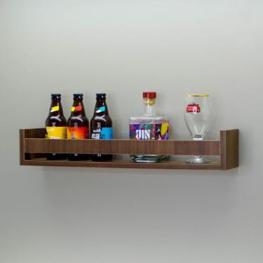 Imagem de Prateleira MDF marrom em U cozinha sala decoração apoio 60cm - Norte D