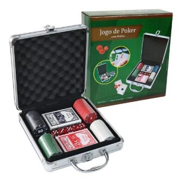 Imagem de Kit Jogo De Poker Com Maleta 100 Fichas 2 Baralhos 5 Dados - Kadê