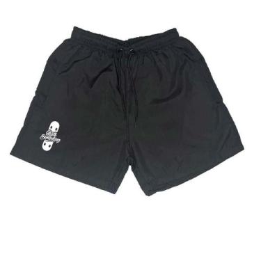 Imagem de Short Masculino Tactel Estampado Skate Cordão Bolsos - Ragor, P, Preto