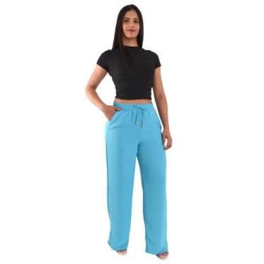 Imagem de Calça Pantalona Wid Leg Feminina Alfaiataria - Lori Modas, Azul celest