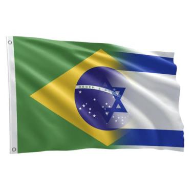 Imagem de Bandeira Israel e Brasil Grande 1,50 X 0,90 M - Fadrix