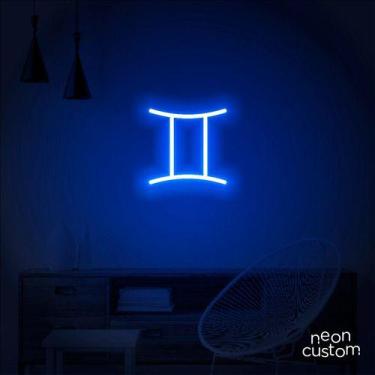 Imagem de luminaria letreiro Neon Led Signo Gêmeos 100x100 luminoso decoração p/