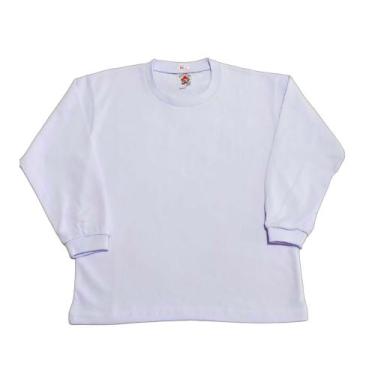 Imagem de Camiseta Infantil Branca Manga Longa 100% Algodão - Tamanho 10 ao 16 -