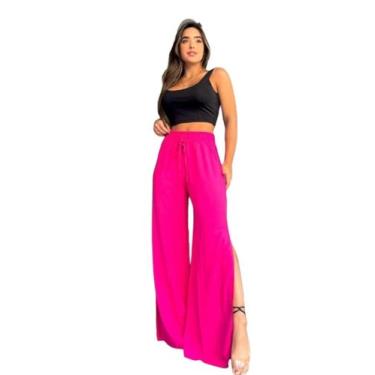 Imagem de calça pantalona flare modelo duna fenda lateral - M&K, Pink, M