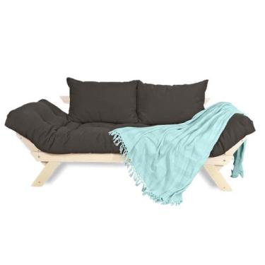 Imagem de Sofá Japão Futon Acquablock Chumbo Em Madeira Maciça - R9 Design Futon