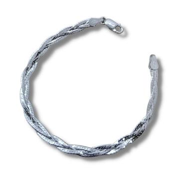 Imagem de Pulseira Feminina Trançada Italiana 3 Fios Em Prata 925