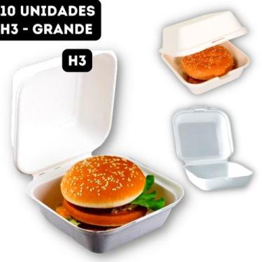 Imagem de Hamburgueira Isopor H3 Grande Térmica Lanches Crepes Porções - pct 10 