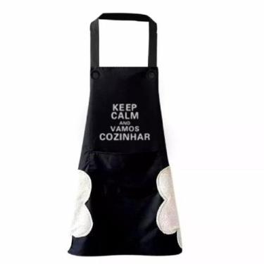Imagem de Kit 03 Avental de Cozinha com Seca Mãos Bolso Uniforme Preto - Unyhome