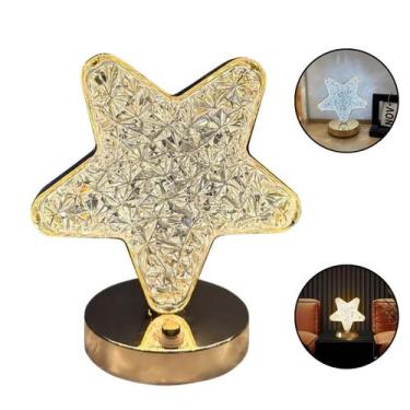 Imagem de Luminária Abajur De Mesa Led Diamante Touch Usb Estrela Lua - Losan, E