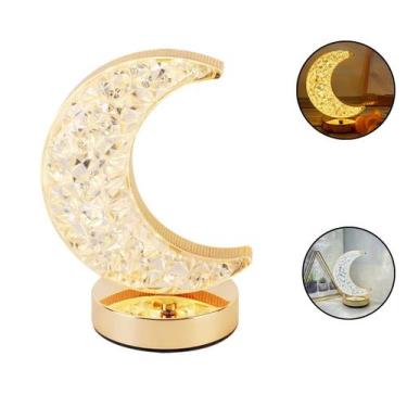 Imagem de Luminária Abajur De Mesa Led Diamante Touch Usb Estrela Lua - Losan, L