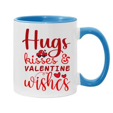 Imagem de SpreadPassion Caneca de café Hugs Kisses And Valentine Wishes, presente para namorado e namorada, ideia de presente de dia dos namorados, presente para marido e esposa, ideia de presente de
