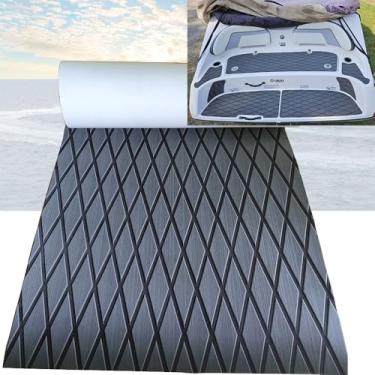Imagem de Revestimento de barco espuma EVA antiderrapante autoadesivo lençol de piso marinho barco iate deck falso teca tapete para lancha, barco, pesca, trailer, caiaque, piscina, 70 x 74 cm, padrão losango