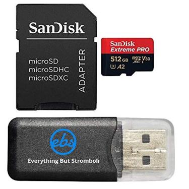 Imagem de Cartão de memória SanDisk 512GB MicroSDXC Extreme Pro compatível com DJI Mavic 3 Classic, Action 5 Pro, Mavic Pro Platinum (SDSQXCD-512G-GN6MA) Pacote com (1) leitor de cartão Everything But Stromboli