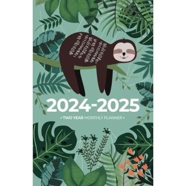 Imagem de 2024-2025 Monthly Planner | Small | Adorable Busy Sloth In The Jungle: Two Years (January 2024 to December 2025) with US Federal Holidays